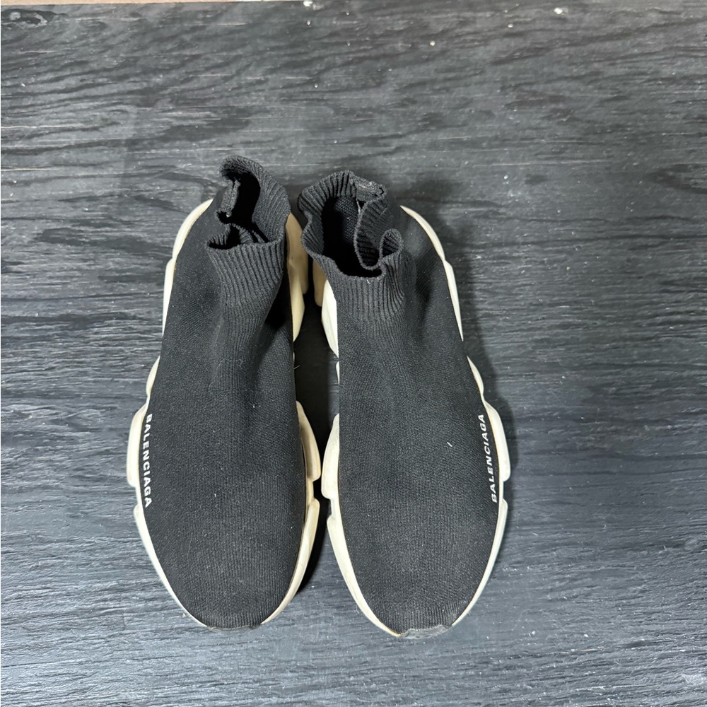 Balenciaga Speed Trainer black knit fabric Women’s Size 8 - Picture 5 of 10